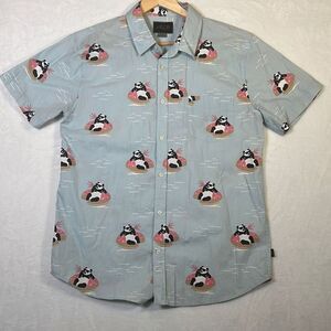 Valor collective floating panda bear short sleeve button‎ shirt- Men Large
